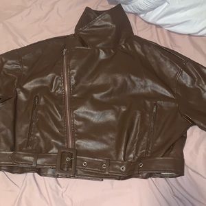 Brown leather jacket